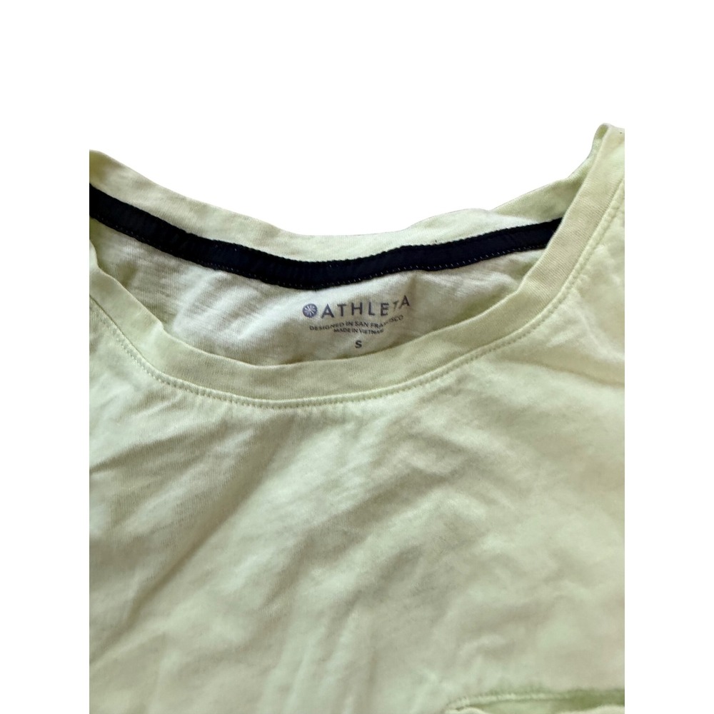 Athleta Women Small Lime Green High Neck Pocket Tank Top Drawstring Hem Active - Picture 3 of 4